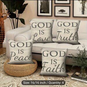 Single-sided 4pcs Inspirational Christian Quotes Cushion Pillow 16x16